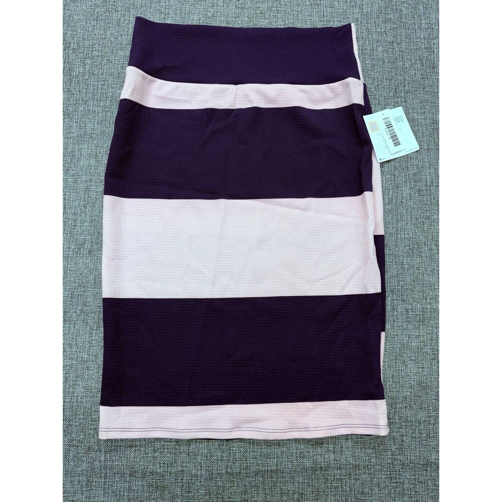 LULAROE CASSIE Pencil Skirt Color Block Light Pink Purple Medium 10-12 NWT